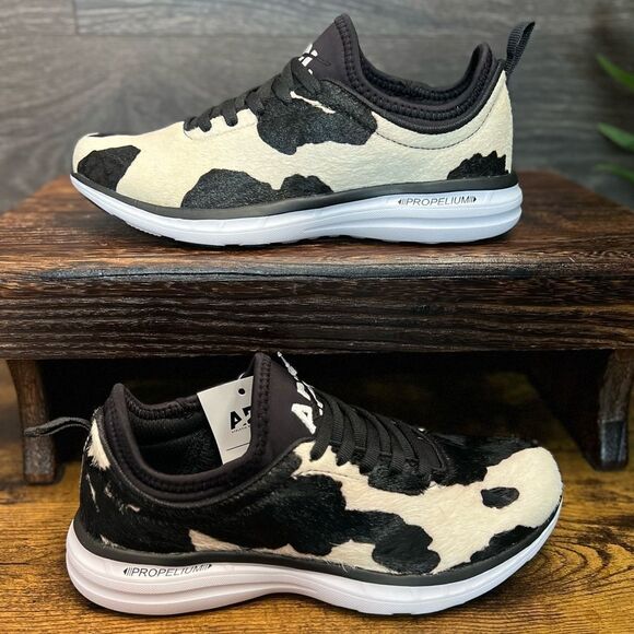 APL Iconic and White Calf Hair Sneakers with Cow Print Design, Size 7. NIB! - Picture 5 of 15